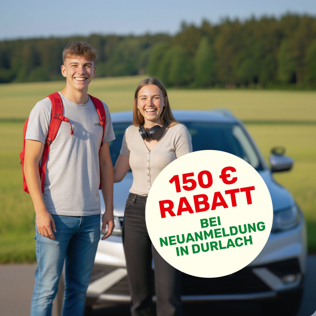 Zwei Schüler vor einem parkenden Fahrzeug